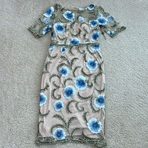 NWOT Adrianna Papell Embroidered Lined Dress, 4